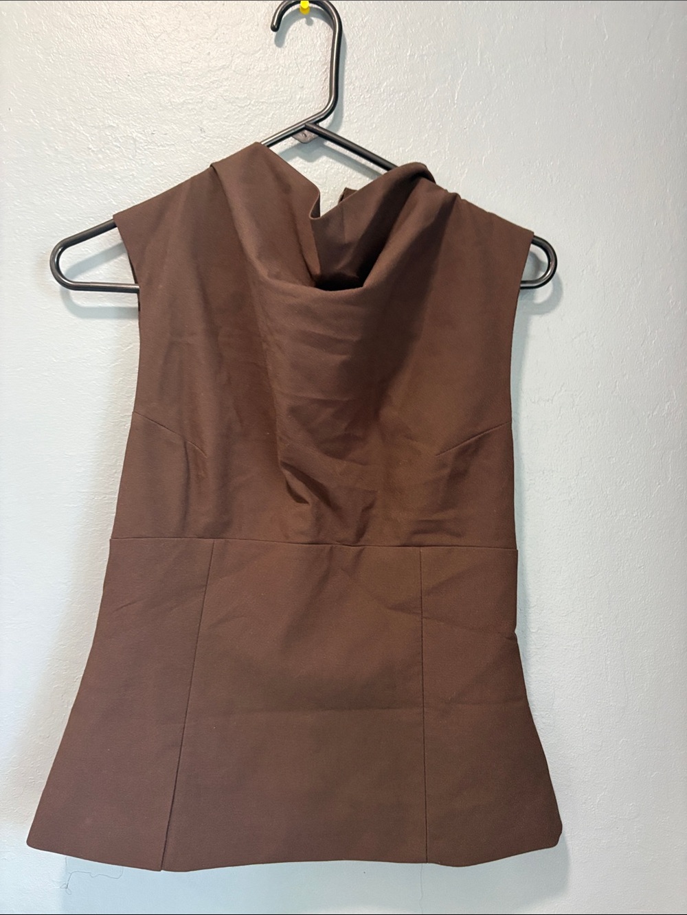 Zara Brown Cowl-Neck Sleeveless Top
